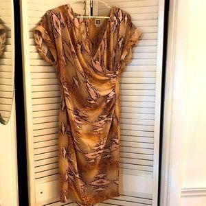 Anne Klein Snakeskin Faux Wrap Dress Sz 10
